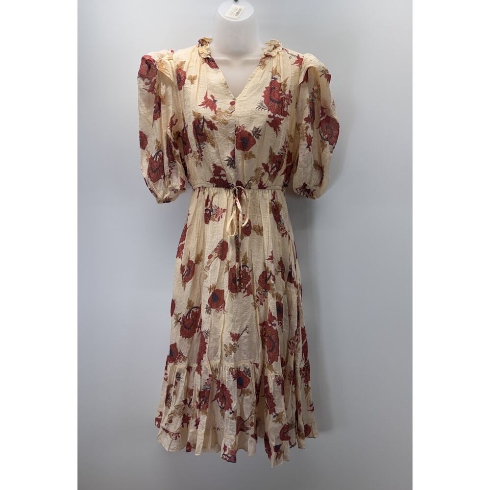 Fate Cream Floral Multi Color Shift Dress Medium